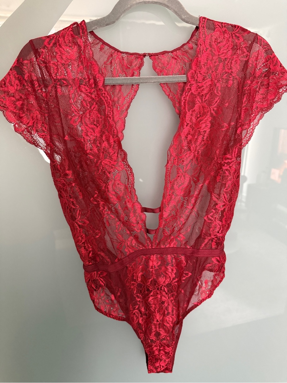 La SENZA Red Lace Plunge Teddy Bodysuit